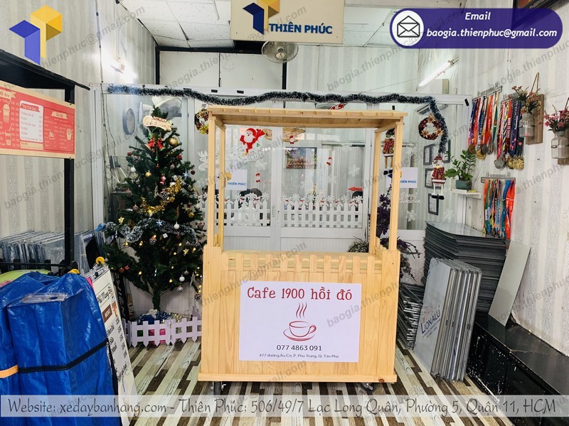 Tự do sáng tạo hình ảnh cho xe bán cà phê bằng gỗ